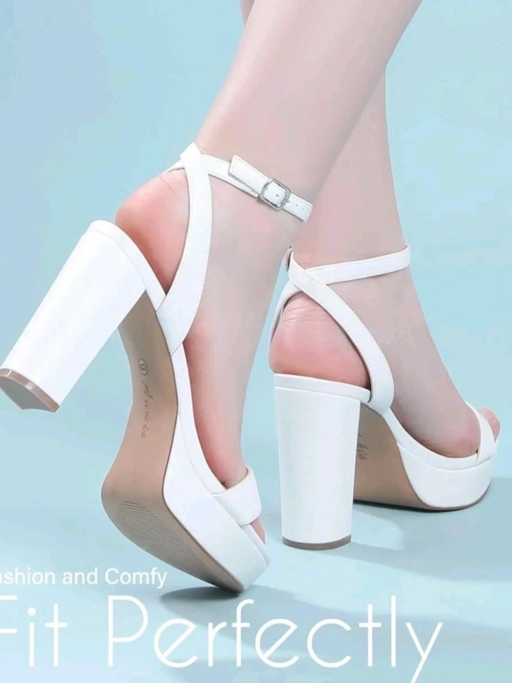 Ankis Platform Chunky Heels 4 Inches Size 8